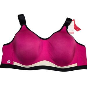 LIVI Lane Bryant 44DD Hot Pink Black Underwire Sports Bra High Impact NWT